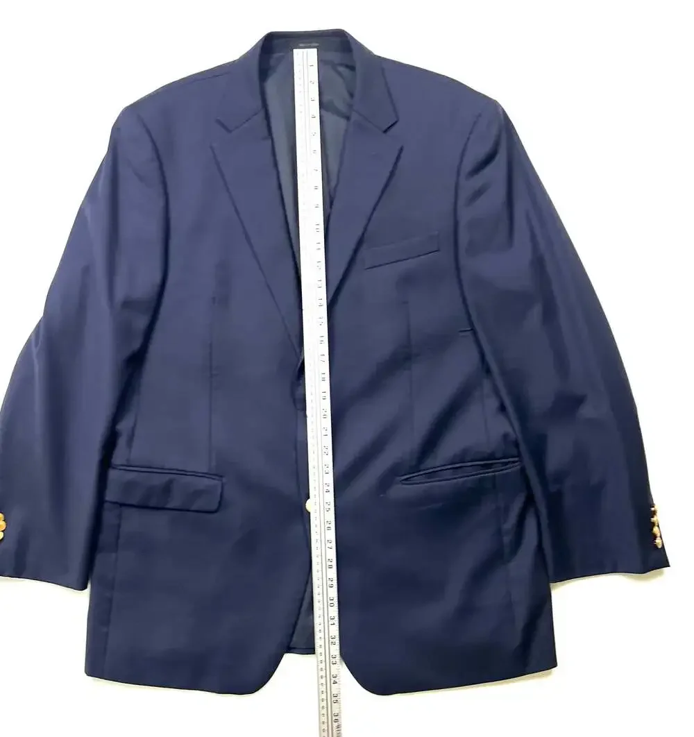 Ralph Lauren Navy Blue Wool Blazer with Gold Crest Buttons Estimated size 46L. S